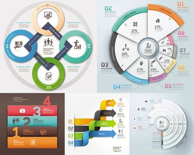 多彩扇形饼状图矢量素材 提升网站设计视觉吸引力